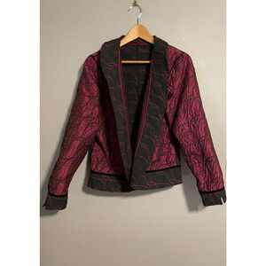 Vintage Beluva Womens Reversible Jacket Large Black Purple Abstract Open Artsy